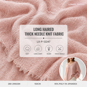 Tissu tricoté à l'aiguille longue et épaisse, 95% Poly 5% Spandex, 280GSM, 150cm, chaud, doux, moelleux, teint, extensible, pour robe pull fille - Product Image 5