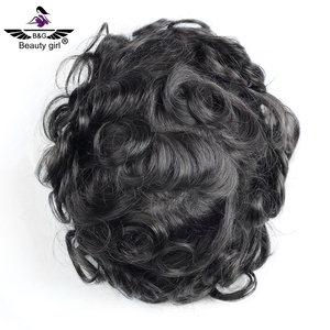 Tupé de cabello humano brasileño <span class=keywords><strong>en</strong></span> forma de <span class=keywords><strong>V</strong></span> para hombres con sistema de cabello natural Tupé fino de base de Pu para hombres - Product Image 4