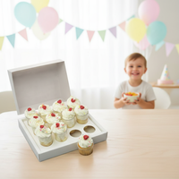Boîte à cupcakes et desserts en plastique biodégradable transparent en forme de mini-valise avec fenêtre et ruban, vente en gros