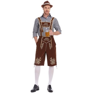 Tenue d'Oktoberfest de Munich pour <span class=keywords><strong>homme</strong></span> - Ensemble chemise à carreaux et short à bretelles - Costume de fête/spectacle - Product Image 4
