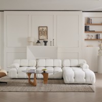 VOXHOME Modernes Beige Samt Modulares Ecksofa-Set Komfortables Mehrsitzer-Stoffsofa für Wohnzimmer-Möbelset
