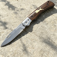 Couteau pliant Damas à lame tranchante haute dureté, idéal pour le camping, la survie et la randonnée, avec manche en bois