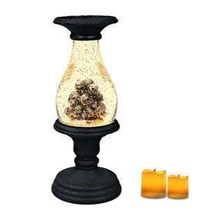 Вращающийся светильник-фонарь с блестками для Хэллоуина и Рождества, подсвечник с теплым белым светодиодом и 3 батарейками АА - Product Image 1