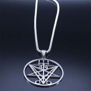 Estilo europeo y americano nuevo Lucifer hombres colgante de acero inoxidable moda temperamento collar joyería - Product Image 3