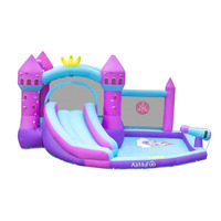 Château gonflable AirMyFun avec toboggan aquatique, château rebondissant pour enfants, toboggan extérieur, souffleur 750W, 4 personnes