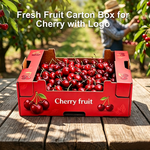 Boîtes en carton ondulé personnalisées imprimées numériquement, recyclables, 1 kg, pour cerises et <span class=keywords><strong>tomates</strong></span> cerises – Vente en gros - Product Image 1