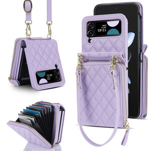 Porte-cartes de grande capacité étui en cuir <span class=keywords><strong>pour</strong></span> téléphone portable <span class=keywords><strong>pour</strong></span> Samusng Z Flip 7 6 5 4 3 Zipper Wallet Purse Phone Back Cover Shell - Product Image 1
