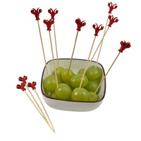 Brochette en bambou d'écrevisses rouges 100 pièces Pack bâtonnets de fruits apéritifs cure-dents approvisionnement de fête