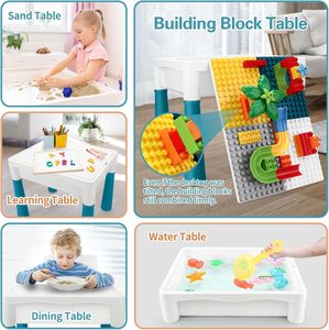 Table d'activités pour enfants 6-en-1, table et chaise avec boîte de rangement, circuit de billes en plastique et blocs de construction pour les tout-petits de 4 <span class=keywords><strong>à</strong></span> 6 ans - Product Image 3