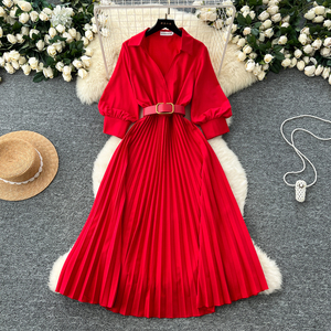 Buy White Dress With Red Sash High-Quality Linen Material | Alibaba.com