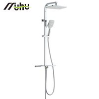 Colonne de douche murale effet pluie en acier inoxydable premium avec mitigeurs et ensemble de pommes de douche
