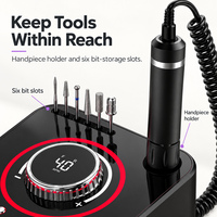 WELLSTRY ABS Perceuse à ongles électrique filaire Kit de manucure et pédicure professionnel 40000RPM Multifonctionnel Certifié CE ROHS FCC