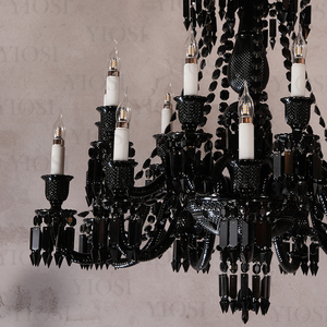 Sang trọng màu đen pha lê biệt thự Đèn chùm trang trí phòng khách phòng ngủ hội trường khách sạn cửa hàng đồ trang sức đèn chùm màu đen pha lê - Product Image 4