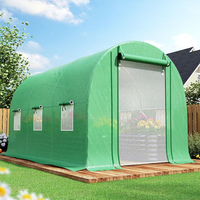 Serre tunnel de jardin extérieure robuste avec porte zippée et fenêtres en maille pour la culture des plantes