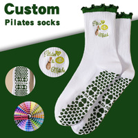 Calcetines de Yoga y Pilates Antideslizantes de Silicona y Algodón para Mujer, Blancos, Cortos, con Agarre, para Deportes