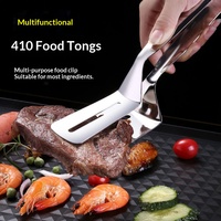 Pince à retourner les aliments en acier inoxydable, antidérapante, résistante à la chaleur, pour grillades, steak, poisson, outil de cuisine