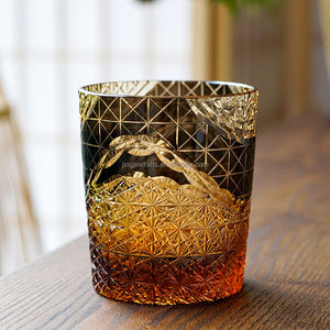 Vaso de whisky Edo Kiriko <span class=keywords><strong>Amber</strong></span> Old Fashioned, vasos de fondo grueso soplados a mano, perfecto para cóctel de bebidas Bourbon - Product Image 3
