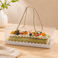 Boîte à gâteau roulé en PET transparent avec poignée en corde, emballage cadeau transparent pour gâteau roulé, dessert et pâtisserie
