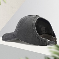 Gorra de béisbol de PVC desgastada de verano, de algodón lavado, con visera plana, orificio para cola de caballo, logotipo personalizado, protección solar, gorra de viaje bordada