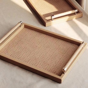 Nouveau Plateau Rectangulaire en Bois 2024 Style Européen pour Hôtel, Mariage, Restaurant Occidental, Décoratif pour la Maison, Plateau de Service en Noyer - Product Image 1