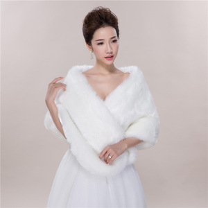S4312F longues robes de soirée Cape luxe nouvelle haute qualité blanc <span class=keywords><strong>pas</strong></span> <span class=keywords><strong>cher</strong></span> épais grande taille mariage fille capes - Product Image 2