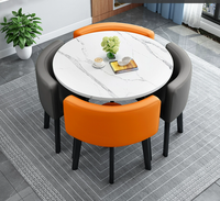 Ensemble de table à manger en bois moderne de luxe, gain de place et extensible, 5 pièces, pour la maison, l'appartement, l'hôtel