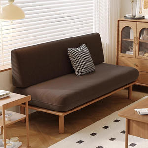 Brown Fabric <b>Sleeper</b> <b>Sofa</b> <b>Bed</b> Frame <b>Sofa</b> Couch Wooden Legs Compact Living Room Lounge Furniture - Product Image 1
