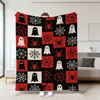 Couverture en peluche douce à imprimé fantôme citrouille mignon pour l'automne et Halloween 2026, plaid en flanelle pour lit et canapé, décoration de chambre, couverture de sieste, cadeau de vacances
