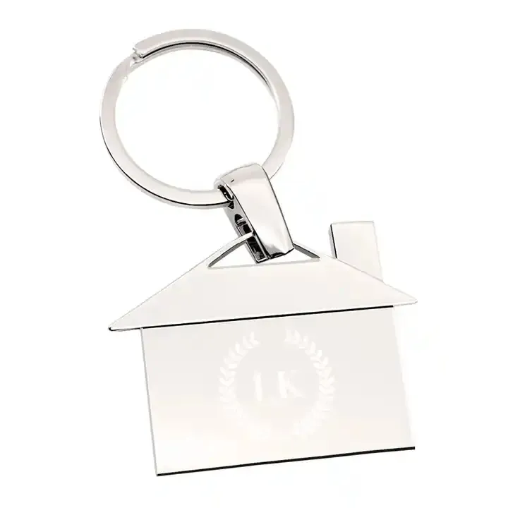 Benutzer definierte Metall Hausform Schlüssel bund, Silber Hotel Visitenkarte Schlüssel anhänger, Immobilien Geschenk Schlüssel bund