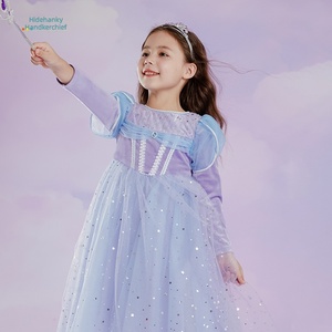 Hidehanky <strong>Kids</strong> Girls Princess <strong>Dress</strong> Purple Velvet Long Sleeve 5 Layers Tulle Star Moon Foil <strong>for</strong> Birthday Party Wholesale Factory - Product Image 4