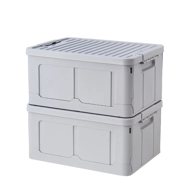 Caixa de armazenamento dobrável, com tampa, organizadores de plástico resistente, lixeira dobrável, utilitário para armário, carro, casa