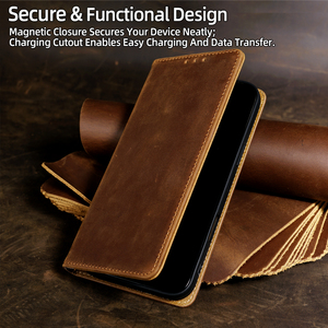 Funda Tipo Libro de Cuero Genuino Vintage con Ranuras para Tarjetas, a Prueba de Golpes, Magnética, para Samsung S26 S25 Ultra S24 S23 FE S22 <span class=keywords><strong>S21</strong></span> Plus - Product Image 4