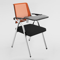 Chaise de formation en tissu au design moderne pour étudiants, utilisation en classe, pliable avec mouvement oscillant, tablette d'écriture et accoudoir fixe