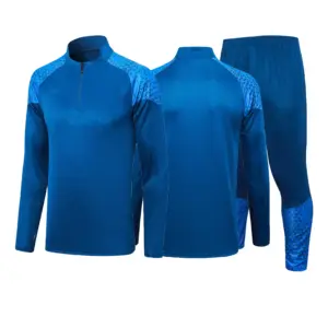 เสื้อเจอร์ซีย์ฝึกซ้อมฟุตบอลสำหรับผู้ชาย, เสื้อเจอร์ซีย์แขนยาวสีน้ำเงินกางเกงฟุตบอลนานาชาติสำหรับฤดูใบไม้ร่วงและฤดูหนาว23-24