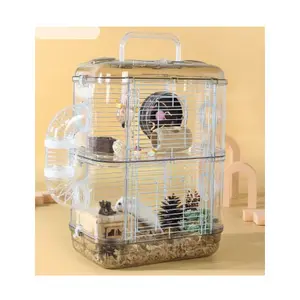 Kandang hamster Super mewah, rumah hamster jaring besi akrilik nyaman dalam ruangan luar ruangan