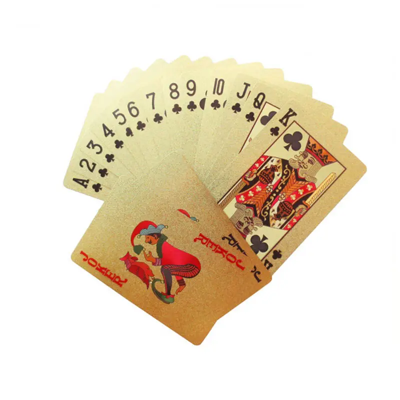 Carta da gioco in plastica personalizzata 67*87MM con/senza scatola di legno carte originali in oro 24 carati in vendita