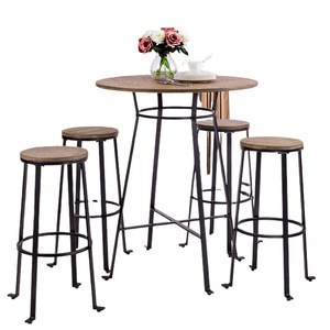 Ensemble de 2 tabourets de bar, assise en bois, structure en métal, tabourets de bar hauts pour mobilier de bar - Product Image 5