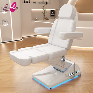 Lit de massage avec base lumineuse LED de luxe, commande au pied, 3 moteurs, haute capacité de charge, cuir synthétique, mobilier commercial pour hôtel et salon - Product Image 1