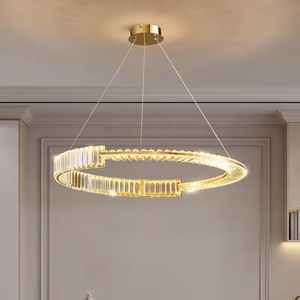 Zeil Lighting Moderne Dimmable Cristal Pendentif Lumière Halo Anneau Cercle Conception Hauteur Réglable pour Hôtel Bureau À Domicile Lustre - Product Image 5