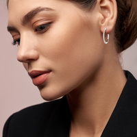 Boucles d'oreilles pendantes en argent 925 avec moissanite, grandes demi-cercles simples, bijoux d'oreille à piercing, créoles ouvertes en C pour femmes