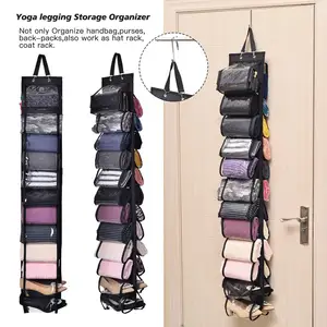 Organisateur de rangement de leggings de Yoga 12 compartiments porte-serviettes suspendu sac à main armoire sac de rangement suspendu Transparent
