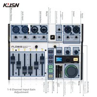 Console de mixage numérique FLOW8 à 8 entrées avec contrôle par application Bluetooth, faders de canal de 60 mm, 2 processeurs d'effets, interface audio USB