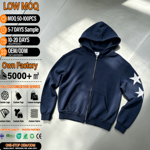 Sweat-shirt à capuche zippé pour homme, 100% coton French Terry, couleur unie, logo personnalisé, vêtement décontracté pour l'automne - Product Image 1