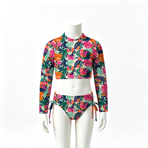 Costume da bagno due pezzi all'ingrosso per bambina 2026 con maniche, set da bagno due pezzi a maniche lunghe per ragazze adolescenti e pre-adolescenti all'ingrosso - Product Image 6