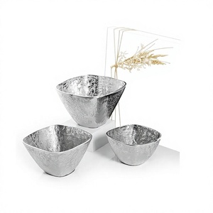 Ensemble de 3 bols à chocolat en aluminium couleur argent, qualité supérieure, décoratifs, pour mariage et usage en restaurant - Product Image 1