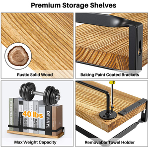 새로 설계된 도매 벽 장착 단단한 나무 플로팅 랙 선반 - Product Image 4