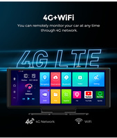 10.26 pouces 4G + 32G Android 8.1 voiture Dvr caméra sur tableau de bord FHD Android Dash caméra avec GPS WiFi enregistreur vidéo numérique