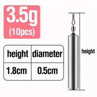 Plombs de pêche à changement rapide en forme de cylindre, 10 pièces/sac, 2,5g-20g, pour la pêche au bar, à la truite, en eau douce et en eau salée