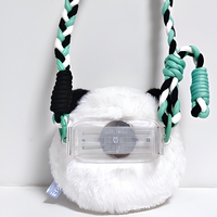 Porte-monnaie en peluche de style panda mignon brillant avec clip de téléphone de 4 pouces sac en coton flou en PP