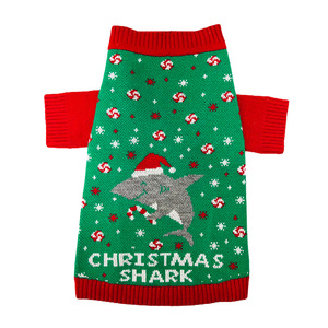 <span class=keywords><strong>Pull</strong></span> de Noël pour <span class=keywords><strong>chien</strong></span> motif requin, tricoté vert, écologique, léger, à carreaux, avec bonnet de Père Noël et poignets côtelés extensibles, vêtements de fêtes - Product Image 5